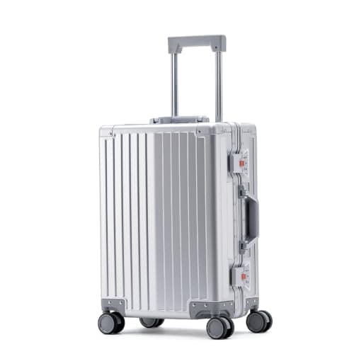 Simanli All Aluminum 24 inch Suitcases Carry On Luggage Hard Shell Suitcase Aluminum Alloy Trolley Case with TSA Locks Silent Spinner Wheels (Silver,24 inch)