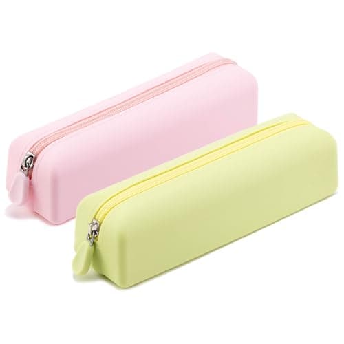 PIGIAOKA 2pcs Silicone Makeup Brush Holder Travel Cosmetic Brush Bag with Zipper, Waterproof and Portable, Cute Makeup Brush Case for Women Girls