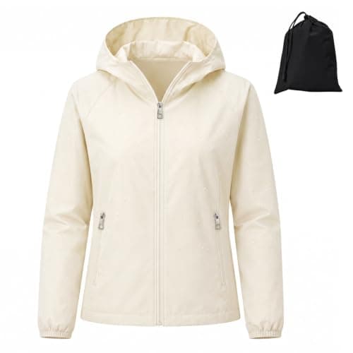 GDOKKNY Women Waterproof Rain Jacket, Lightweight Packable Hooded Raincoat with Storage Pouch, Windproof Rain Coat for Cycling Hiking Commuting Travel