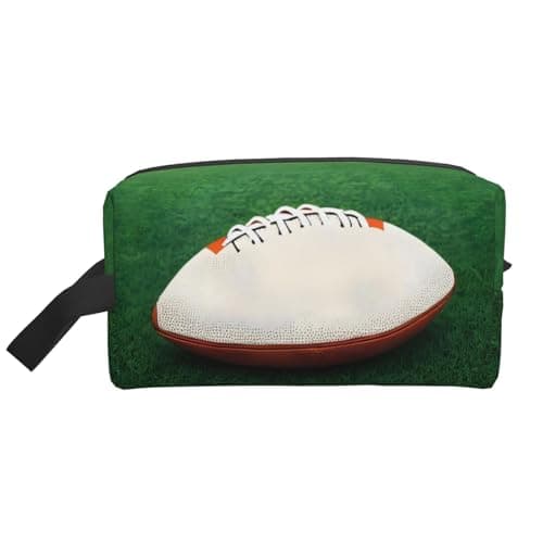 ZhRiYan Travel Cosmetic Bag – Reusable Dopp Kit with White Rugby Ball Full-Sided Print for Toiletry, Makeup, Accessories, and More, White, One Size, White, One Size