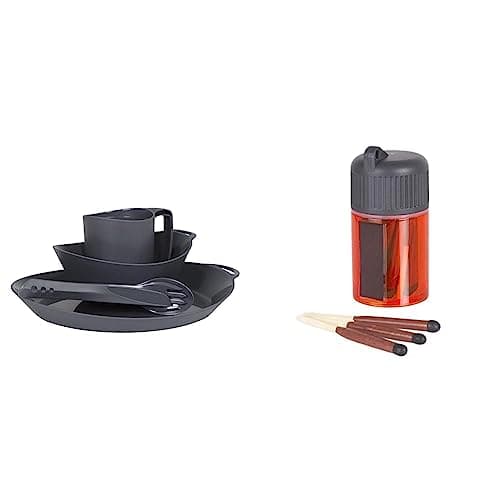 Lifeventure Unisex 4-piece Set, Ellipse 4 Piece Set Graphite, Graphite, One Size UK & Lifesystems Stormproof, Waterproof and Windproof Matches, Pack of 25 in Sealed Waterproof Container