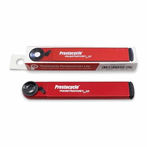 Prestacycle PocketRatchet Lite – 27% Lighter Pocket Multi-Tool | Compact Reversible Ratchet with 8 Double-Ended Bits Stored in Handle | Heavy-Duty 30Nm Bicycle Tool | 1/4" Hex Bit Compatible