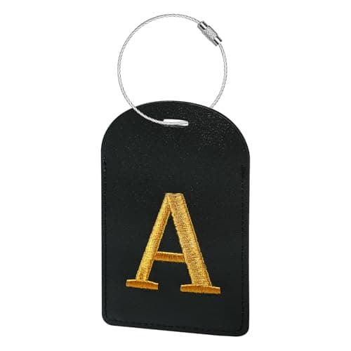 Gloppie Personalized Initial Luggage Tags for Suitcases,TSA Approved Luggage Tag with Privacy Cover,Embroidered Monogrammed Travel Bag Tags Black A