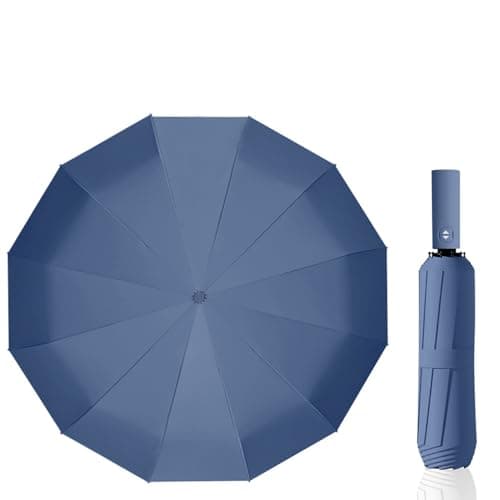 Maibar Umbrella Windproof Strong 24 Ribs Compact Umbrellas Sun UV Protection spf 50 Folding Travel Large Auto Open Close Umbrellas Umbrella (Deep Blue)