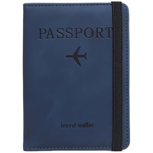YANJINGSHE Anti-Magnetic Passport Cover – Slim Passport Wallet with Elastic Band, Dark Blue
