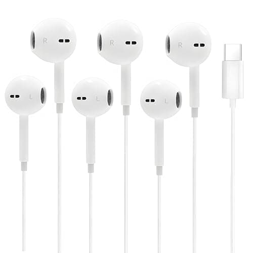 3 Pack USB C Headphones compatible with iPhone 17/16/15, Type C Wired Earphones with Microphone and Volume Control Noise Cancelling, Compatible with Samsung, compatible with iPhone 15/16/Pro,