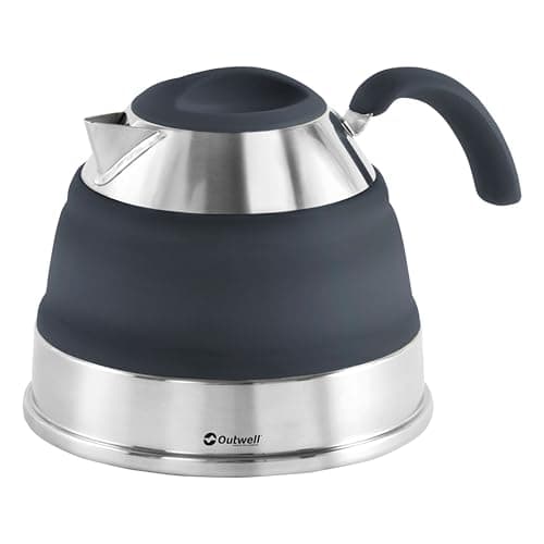 Outwell Collaps Collapsible Camping Kettle 1.5L – Foldable Travel Water Kettle, Compact Portable Camp Tea Kettle, Stainless Steel & Premium Silicone - For Outdoor, Camping, Travel (Navy Night)