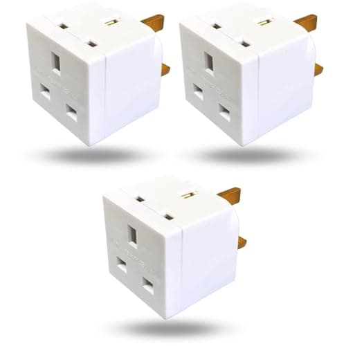 Double Plug Adapter UK 2 Way Multi Socket Outlet Extender Dual Plug Socket Adaptor Multiplug Compact Wall Fitting for Home Office Travel and Everyday Use