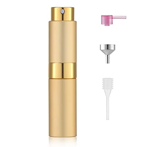 Toureal Travel Perfume Atomiser Refillable, 8ml Atomiser Spray Bottle,Gold