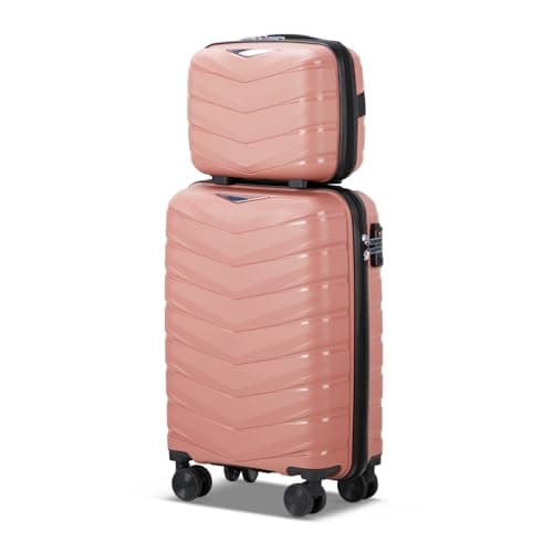 Karl home Luggage Set 2 Piece, 20in Carry-on with 12 Mini Case, Rose Gold