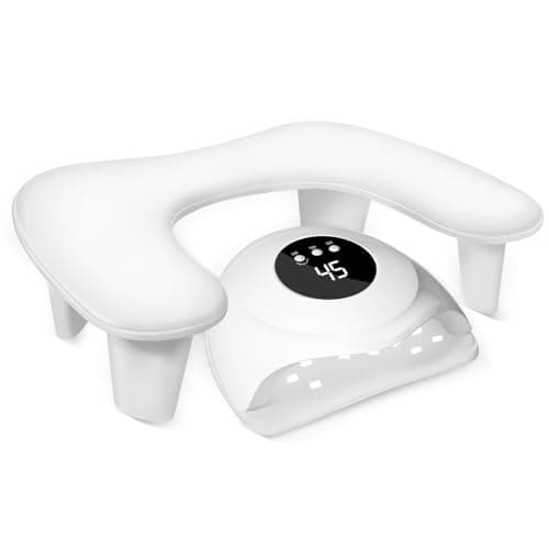 BREEZENEST Nail Arm Rest Manicure Hand Pillow, U-Shaped Nail Arm Rest Cushion with Non-Slip Base for Nail Art, Nail Salon Hand Rest Support Cushion Fixed Height (White)