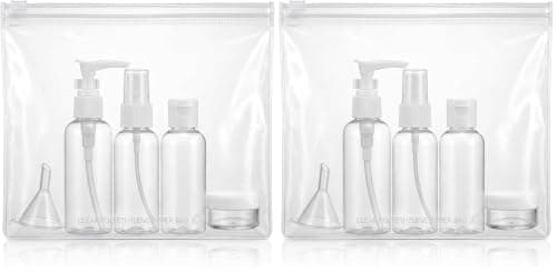 NAEEM SONS 5x Travel Bottles Set for Toiletries Empty Refillable Clear Plastic Travel Liquid Containers Ideal For Shampoo Cosmetic Lotion Body Wash Makeup Shower Gel Hand Soap Travel (5PC) (Pack of 2)