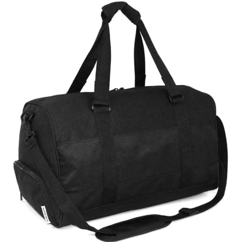 Travel Duffel Bag with Shoe Compartment for Sports & Gym Bag (Black, 35L)