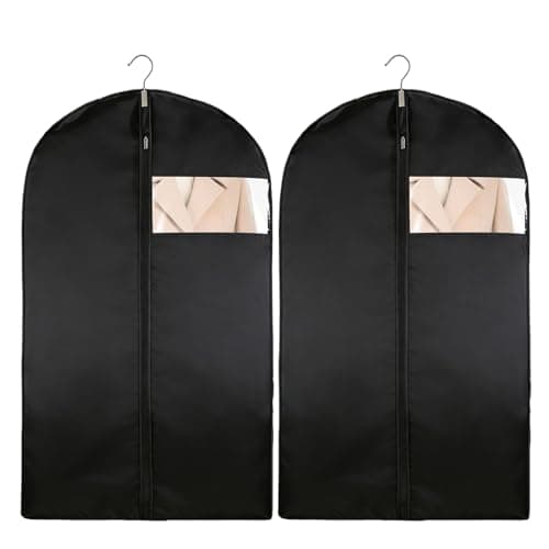 2 Pack Suit Covers for Men with Zipper,Suit Bags for Men,60 * 100 cm Foldable and Dustproof Suits Carriers for Man,Easy to Store,Reusable Clothes covers,Suitable for Coats,Jackets,Pullovers