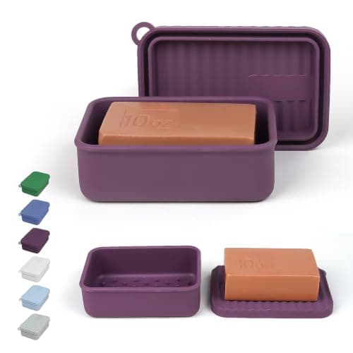 AIDIMMING Jumbo Silicone Travel Soap Case for 10 oz Soap Bars (Deep Purple)