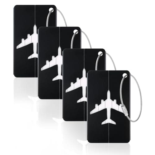 Vicloon Luggage Tag, Luggage Labels Travel Suitcases Aluminium Tags, Aluminum Luggage Tag with Name ID Card for Luggage Baggage Identity ID Labels (4 Pcs)