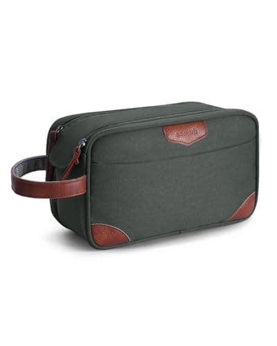 ECOHUB Toiletry Bag for Men, Water-Resistant Travel Wash Bag with Wet Pocket, Recycled Dopp Kit Shaving Bag Fit Full Size Toiletries, Wide-Open Dual Zipper Cosmetic Makeup Organizer, Green