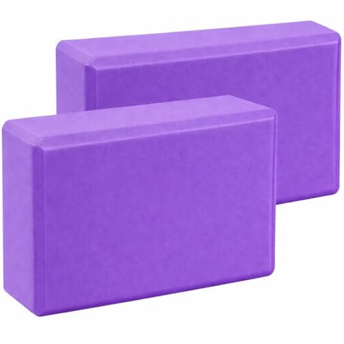 2 Pack Yoga Blocks High Density EVA Foam Non Slip Gym Bricks for Pilates Stretching Balance and Home Fitness Exercise (Purple)