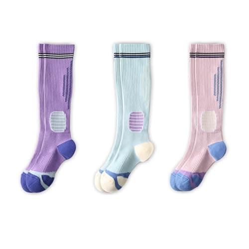 Cotton Compression Socks for Women, 3 Pairs, Mixed, Size 4-7