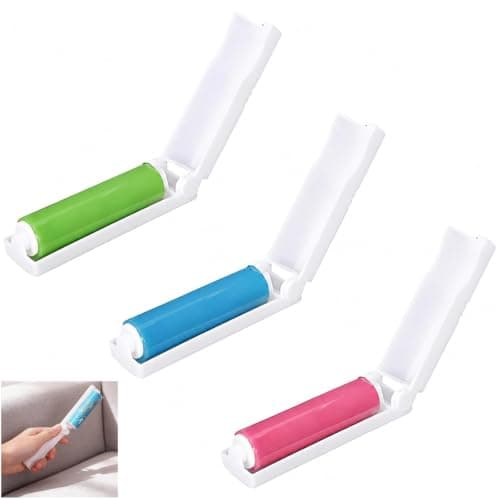 Kaaeiccr Lint Roller, 3 Pack Mini Reusable Pet Hair Remover For Clothes
