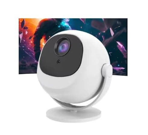 Portable mini projector, 200 ANSI lumens, supports 4K, Android 11/iOS, automatic trapezoidal correction, 360° rotatable home video projector, dual-band WiFi 6 and Bluetooth 5.2.