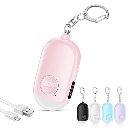 Hion Safe Personal Alarm for Women,Rechargeable 130dB Police Approved Rape Rope Alarm with LED Flashlight Self Defense Keychain,Panic Attack Safety Alarm for Girl Kid Elderly Student(Pink)
