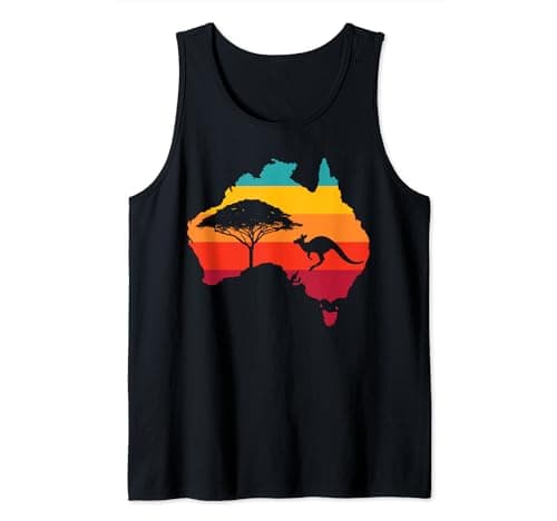 Australia Map Travel Guide Kangaroo Tank Top