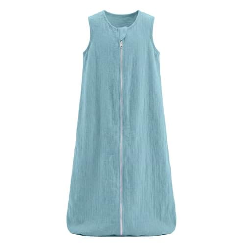 KEIRYBOO - Organic Cotton Muslin Toddler Sleeping Bag, 1.0 TOG Rating, Zipper Closure, Breathable Muslin, Year-Round Comfort (18-24 Months) (Teal)
