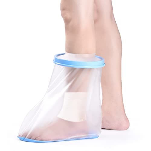 Fasola Foot Cover for Shower, Non-Slip Waterproof Ankle Cast Protector for Toe, Ankle, Reusable Inflatable Cast Bag Keep Foot Dry
