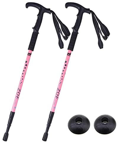 Enshine 65CM to 135CM Antishock With Handle Trekking Walking Hiking Stick Pole (Pink)