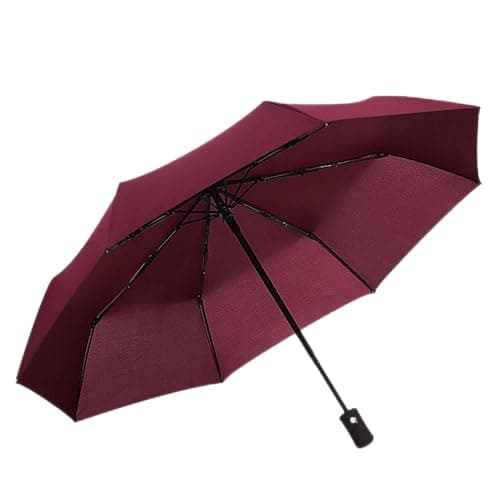 Edidie Umbrellas for Rain Windproof, Strong Compact Umbrella for Wind and Rain, Perfect Car Umbrella, Backpack (8 Bone Burgundy)