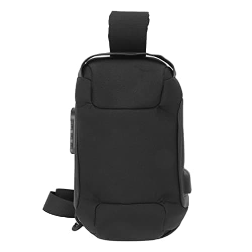 NinGYiYan Anti Theft Chest Bag,for Outdoor Travel,with Combination Lock,Headphone Hole, Fabric,Comfortable Handle,Multifunctional Pockets (Black)