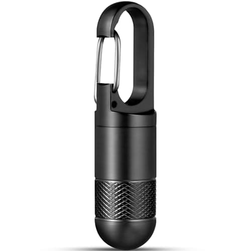 Large Weekly Pill Organizer,TISUR Titanium Keychain Pill Holder Travel Box Case Multitool EDC Every Day Carry for Men (Black -1.1inch)