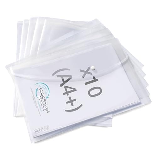 Rapesco 1816 ECO Recycled Popper Wallets, A4+, Pack of 10