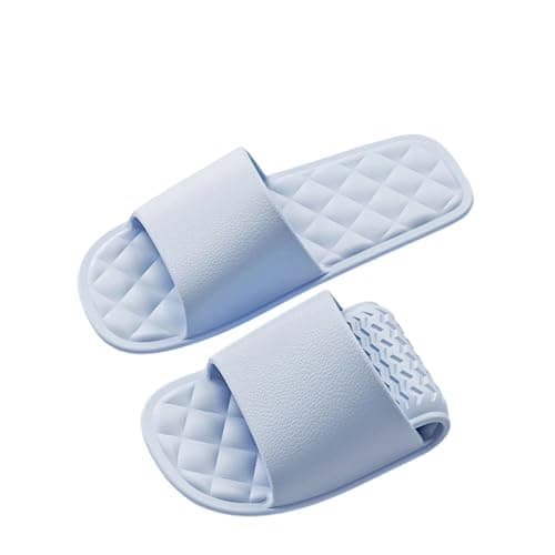Unisex Travel Slippers for Summer, Lightweight Slip-On Shower Sandals with Quick-Dry Mesh, Portable Casual Flip Flops for Beach, Pool, and Indoor Use (Blue, 6)
