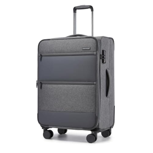 British Traveller Expandable Medium Suitcase, 24" Softside Checked Luggage