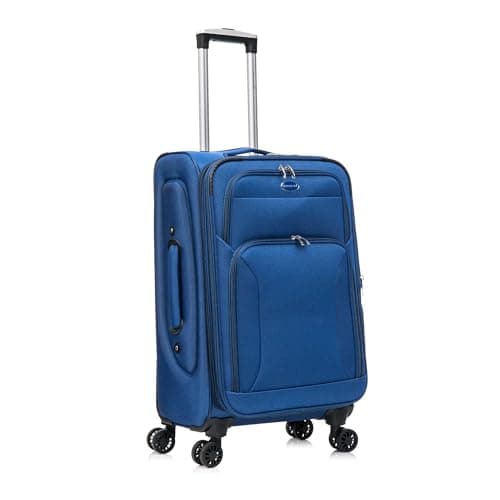 Aerostar Medium 26” Lightweight Softshell Expandable Suitcase, Integrated Combination Lock, 4 Wheels Check in Luggage for 15 to 20kg (Royal Blue, 77 litres)