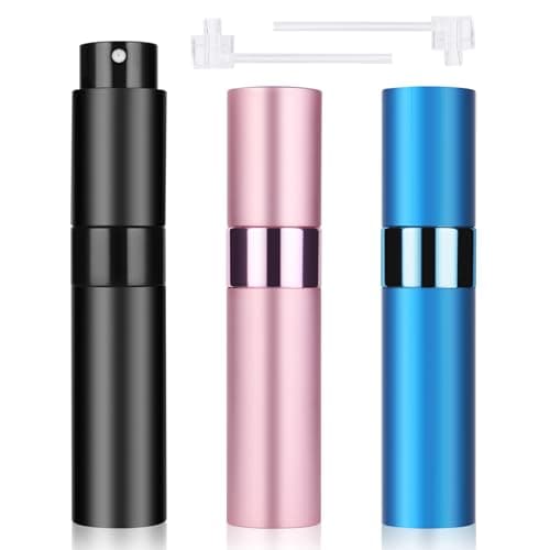 ACWOO Perfume Atomiser Bottles, 3Pcs 10ml Refillable Travel Spray Bottles, Portable Mini Refillable Empty Perfume Bottle, Empty Spray Bottle for Travel, Vacation