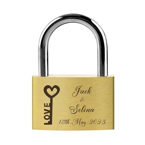 Personalised Padlock Engraved Padlock Love Lock Personalised Locks for Her Him Girls Couples Lover Anniversary Wedding Gifts for Christmas Large Love Lock for Travel Trip Valentines(Design 2)