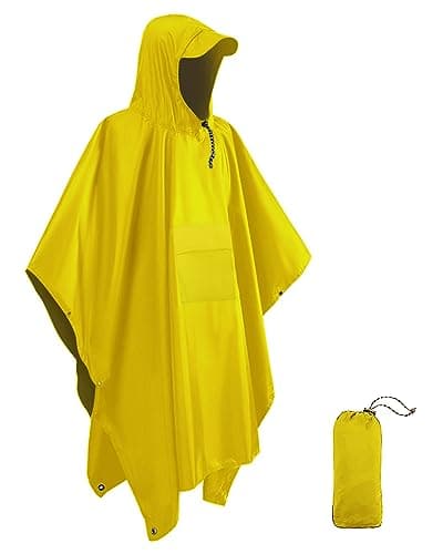 Victoper Waterproof Poncho Adult Reusable Lightweight Rain Poncho Adult Waterproof for Traveling Cycling Outdoor Camping Hiking Waterproof Raincoat Yellow…