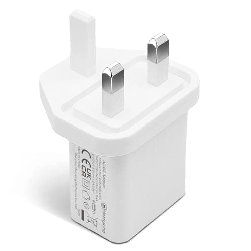UKCA Certified 5V 1A USB Wall Pulg 3-Pin Portable Charger Universal Travel Adapter for USB Light, Phone, Tablet, Speaker, Smart Watch, Earbud, Fan, Razor, etc