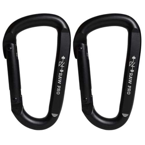 DanRaw Pro Heavy-Duty Black Carabiner Clips (2-Pack or 4-pack) Gym Accessory for Resistance Bands, Cable Machines, Weight Training & Gear Attachment – Durable, Design for Fitness & Home Workouts (4)