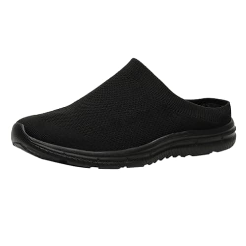 Unisex Mesh Fashion Slides Breathable Athletic Sandals Comfortable Thick Sole Summer Casual Footwear Easy Slip-On Lazy Slippers Indoor Outdoor Slides for Walking Garden Travel Black
