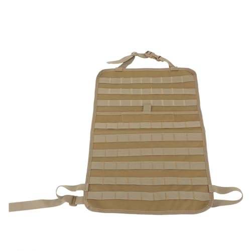 Pssopp Back Seat Organizer, Multi Pockets Kids Car Mat Car Back Seat Items Storage Organizer for Traveling Vehicles Trucks RV (Khaki)