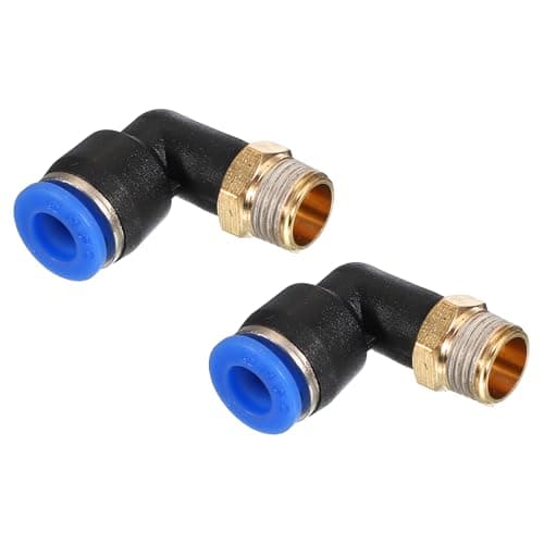 PATIKIL 1/8" Push to Connect Fitting, 2 Pack PT Male Thread 90 Degree Connect 6mm Tubing Elbow and Straight Combination Air Tube Fitting Pneumatic Quick Connect Adapter, Blue
