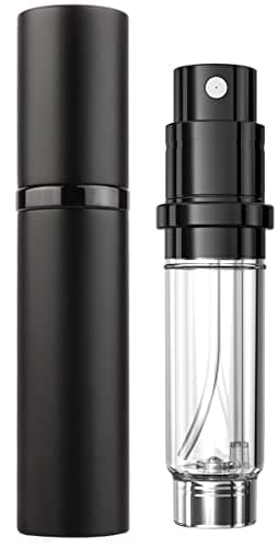 Travelofo Perfume Atomiser Spray Bottle, Mini Perfume Bottles,Travel Perfume Bottle Refillable Spray, 5ml Leaking Proof Perfume Dispenser Atomisers for Travel, Luxury Gifts for Men Women (Black)