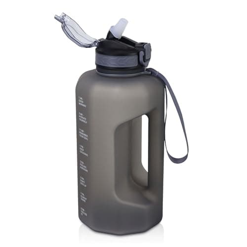 GLEKGLEK 2.2 Litre Water Bottles Motivational with Straw, Leakproof, Grey