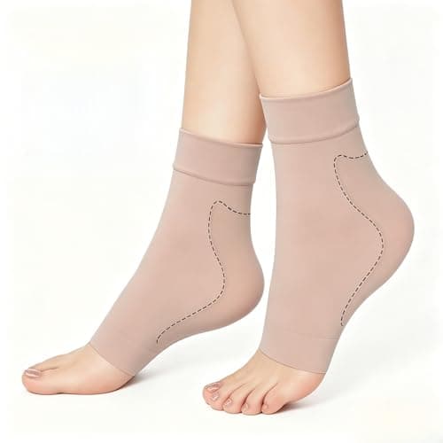 Achilles Tendonitis Socks, Breathable Ankle Compression Socks, Gel Heel Crack Prevention Moisturizing Sock for Tendonitis Bursitis and Dry Cracked Ligament Damage Sprained Relieve Pain (Brown,1 Pair)