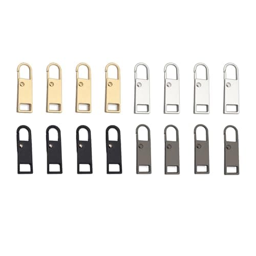 Verazquy 16Pcs Spare Zipper Pull Tab Replacement, Metal Zipper Clips Removable Handle Mend Fixer Pull with RemovableTabs Repair Accs Kit for Luggage Backpacks Purses Jackets Clothes Suitcases