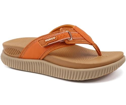 KuaiLu Womens Orthopedic Flip Flops Flat Toe Post Sandals With Arch Support